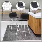 LeisureMod Elland 35 Taburete de Bar Tapizado en Piel con Base Blanca de Acero Inoxidable - Taburete Moderno de Altura de Encimera para Cocina, Bar y Pub