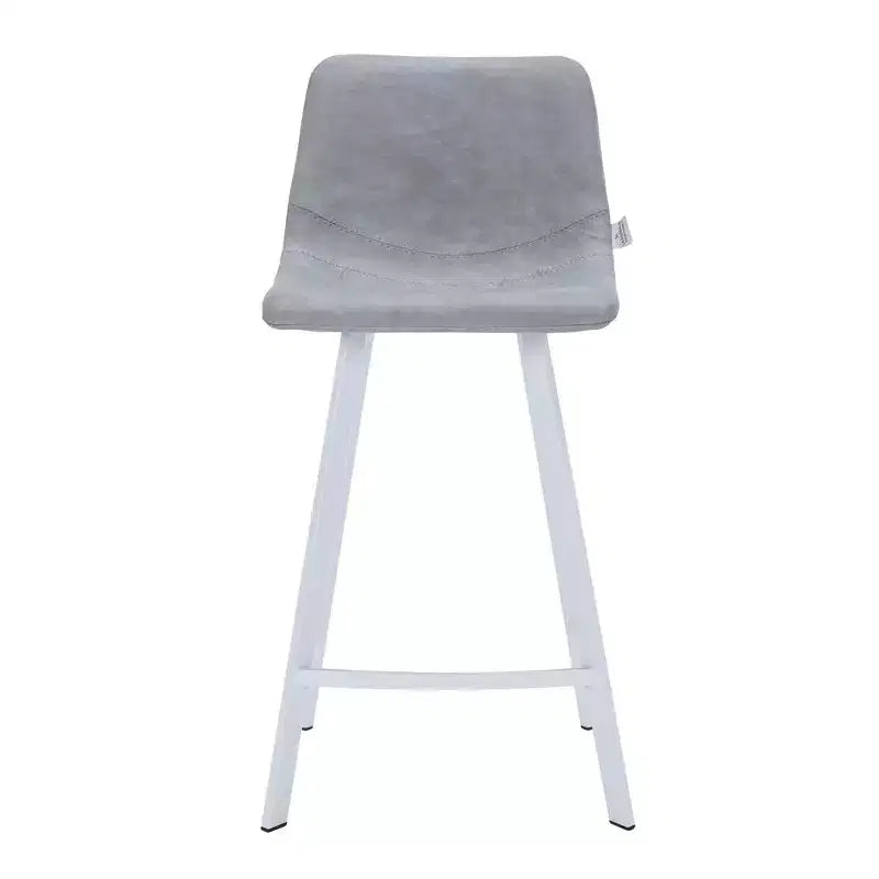 LeisureMod Elland 35 Taburete de Bar Tapizado en Piel con Base Blanca de Acero Inoxidable - Taburete Moderno de Altura de Encimera para Cocina, Bar y Pub