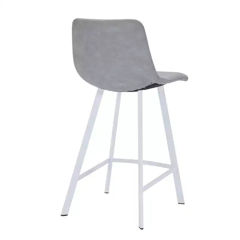 LeisureMod Elland 35 Taburete de Bar Tapizado en Piel con Base Blanca de Acero Inoxidable - Taburete Moderno de Altura de Encimera para Cocina, Bar y Pub