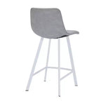 LeisureMod Elland 35 Taburete de Bar Tapizado en Piel con Base Blanca de Acero Inoxidable - Taburete Moderno de Altura de Encimera para Cocina, Bar y Pub