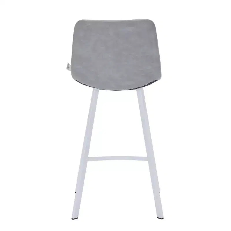 LeisureMod Elland 35 Taburete de Bar Tapizado en Piel con Base Blanca de Acero Inoxidable - Taburete Moderno de Altura de Encimera para Cocina, Bar y Pub