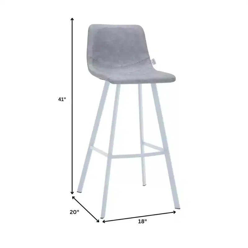 LeisureMod Elland 35 Taburete de Bar Tapizado en Piel con Base Blanca de Acero Inoxidable - Taburete Moderno de Altura de Encimera para Cocina, Bar y Pub