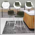 LeisureMod Elland 35 Taburete de Bar Tapizado en Piel con Base Blanca de Acero Inoxidable - Taburete Moderno de Altura de Encimera para Cocina, Bar y Pub