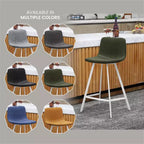 LeisureMod Elland 35 Taburete de Bar Tapizado en Piel con Base Blanca de Acero Inoxidable - Taburete Moderno de Altura de Encimera para Cocina, Bar y Pub