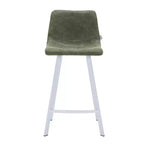 LeisureMod Elland 35 Taburete de Bar Tapizado en Piel con Base Blanca de Acero Inoxidable - Taburete Moderno de Altura de Encimera para Cocina, Bar y Pub