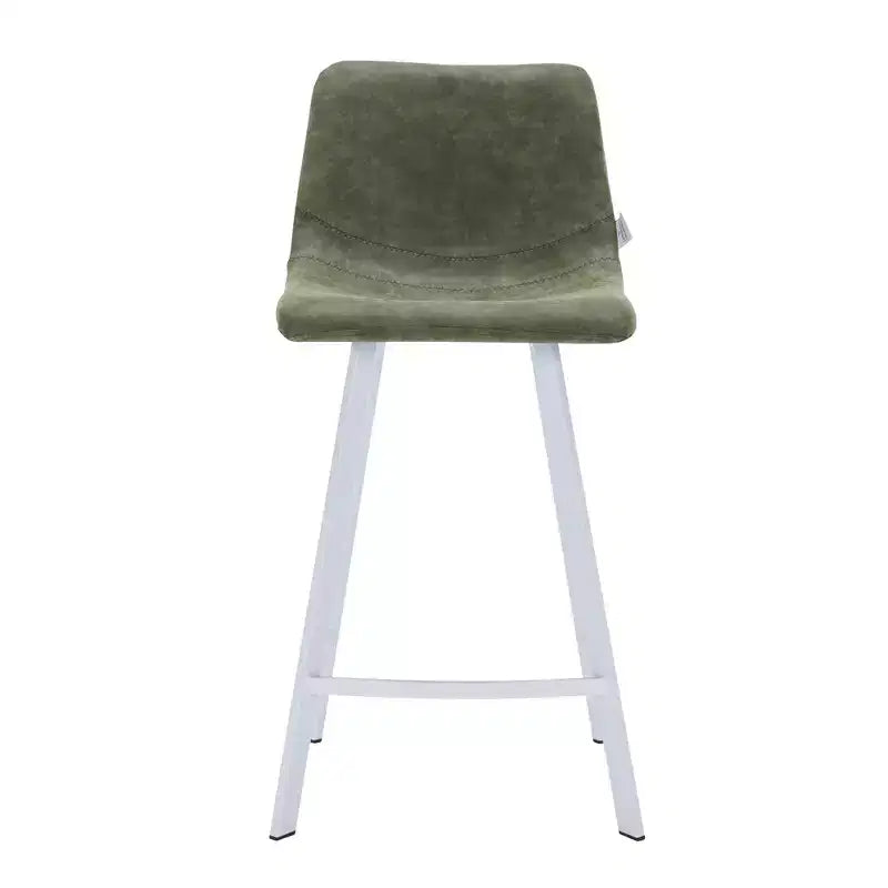 LeisureMod Elland 35 Taburete de Bar Tapizado en Piel con Base Blanca de Acero Inoxidable - Taburete Moderno de Altura de Encimera para Cocina, Bar y Pub