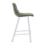 LeisureMod Elland 35 Taburete de Bar Tapizado en Piel con Base Blanca de Acero Inoxidable - Taburete Moderno de Altura de Encimera para Cocina, Bar y Pub