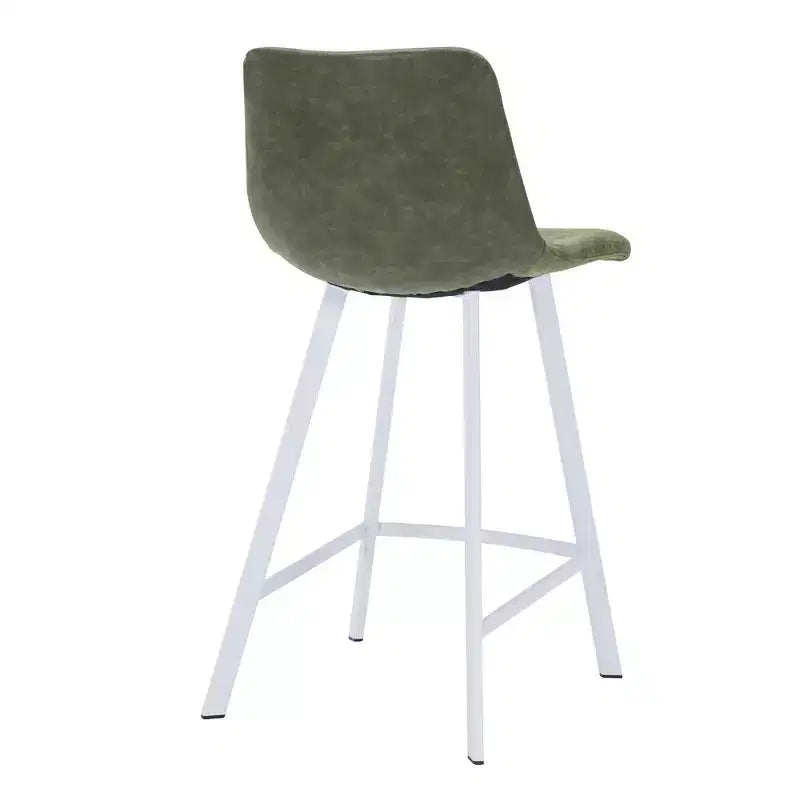 LeisureMod Elland 35 Taburete de Bar Tapizado en Piel con Base Blanca de Acero Inoxidable - Taburete Moderno de Altura de Encimera para Cocina, Bar y Pub