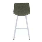 LeisureMod Elland 35 Taburete de Bar Tapizado en Piel con Base Blanca de Acero Inoxidable - Taburete Moderno de Altura de Encimera para Cocina, Bar y Pub