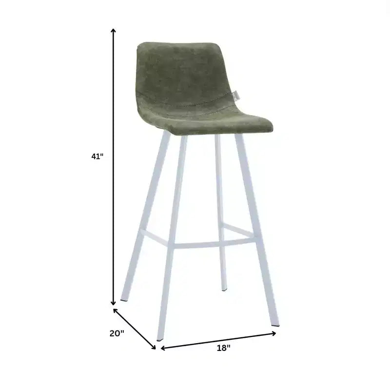 LeisureMod Elland 35 Taburete de Bar Tapizado en Piel con Base Blanca de Acero Inoxidable - Taburete Moderno de Altura de Encimera para Cocina, Bar y Pub