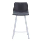 LeisureMod Elland 35 Taburete de Bar Tapizado en Piel con Base Blanca de Acero Inoxidable - Taburete Moderno de Altura de Encimera para Cocina, Bar y Pub