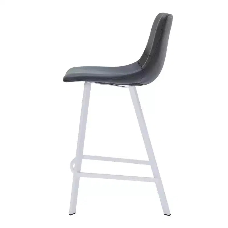 LeisureMod Elland 35 Taburete de Bar Tapizado en Piel con Base Blanca de Acero Inoxidable - Taburete Moderno de Altura de Encimera para Cocina, Bar y Pub