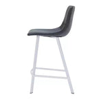 LeisureMod Elland 35 Taburete de Bar Tapizado en Piel con Base Blanca de Acero Inoxidable - Taburete Moderno de Altura de Encimera para Cocina, Bar y Pub