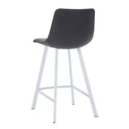 LeisureMod Elland 35 Taburete de Bar Tapizado en Piel con Base Blanca de Acero Inoxidable - Taburete Moderno de Altura de Encimera para Cocina, Bar y Pub
