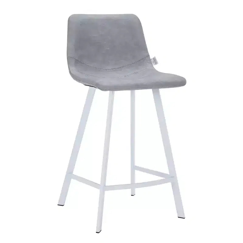 LeisureMod Elland 35 Taburete de Bar Tapizado en Piel con Base Blanca de Acero Inoxidable - Taburete Moderno de Altura de Encimera para Cocina, Bar y Pub