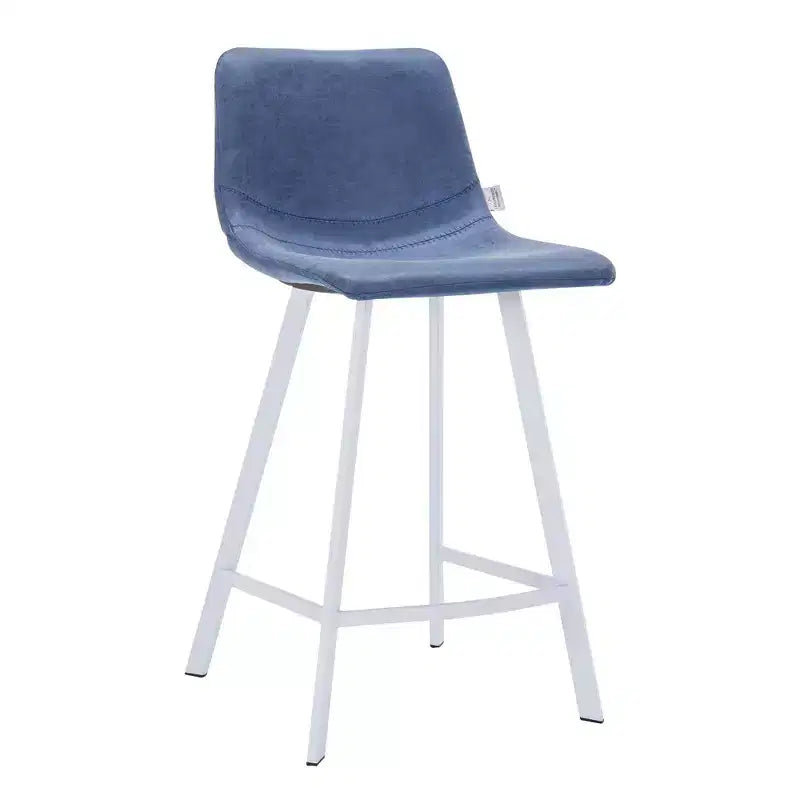 LeisureMod Elland 35 Taburete de Bar Tapizado en Piel con Base Blanca de Acero Inoxidable - Taburete Moderno de Altura de Encimera para Cocina, Bar y Pub