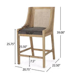 GDFStudio Deville Taburetes de mostrador de madera y caña tapizados de 25.5 pulgadas (juego de 2)
