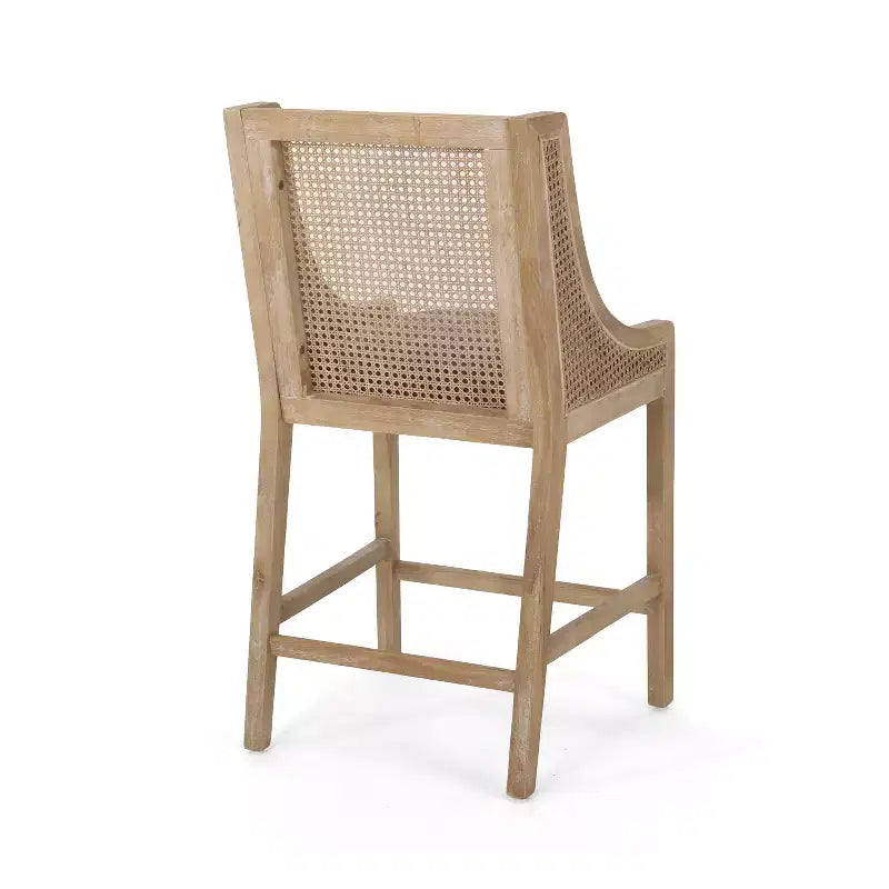 GDFStudio Deville Taburetes de mostrador de madera y caña tapizados de 25.5 pulgadas (juego de 2)
