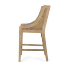 GDFStudio Deville Taburetes de mostrador de madera y caña tapizados de 25.5 pulgadas (juego de 2)