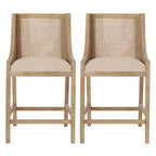 GDFStudio Deville Taburetes de mostrador de madera y caña tapizados de 25.5 pulgadas (juego de 2)