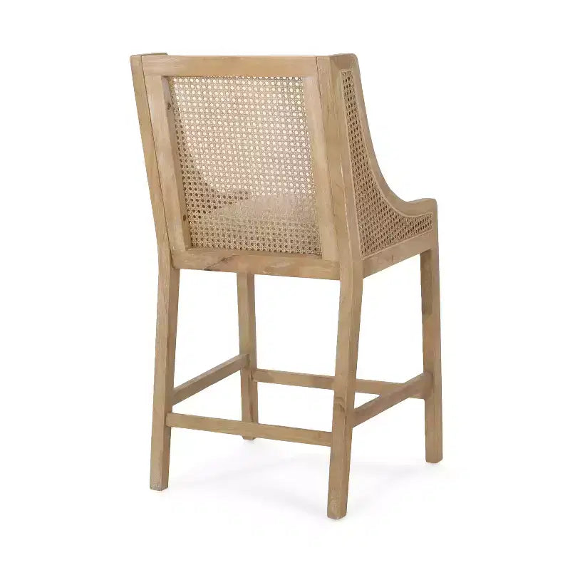 GDFStudio Deville Taburetes de mostrador de madera y caña tapizados de 25.5 pulgadas (juego de 2)