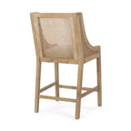 GDFStudio Deville Taburetes de mostrador de madera y caña tapizados de 25.5 pulgadas (juego de 2)
