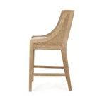 GDFStudio Deville Taburetes de mostrador de madera y caña tapizados de 25.5 pulgadas (juego de 2)