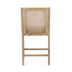 GDFStudio Deville Taburetes de mostrador de madera y caña tapizados de 25.5 pulgadas (juego de 2)