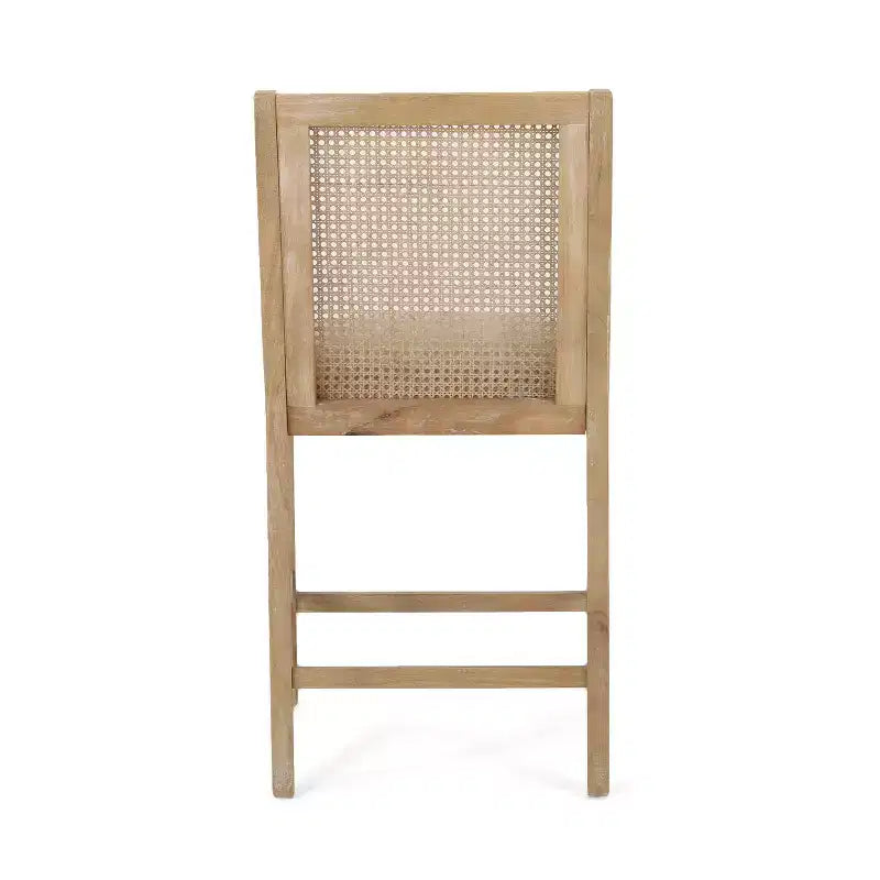 GDFStudio Deville Taburetes de mostrador de madera y caña tapizados de 25.5 pulgadas (juego de 2)