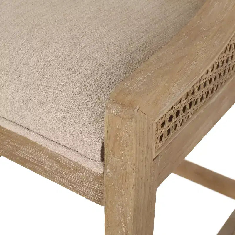 GDFStudio Deville Taburetes de mostrador de madera y caña tapizados de 25.5 pulgadas (juego de 2)